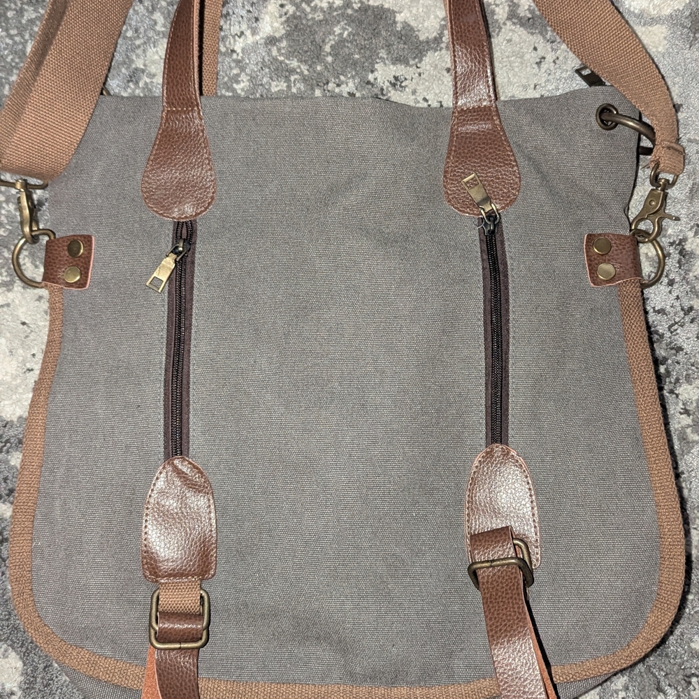 Brown and Gray Canvas Bag